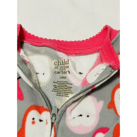 Carters Footed Pajamas Girls 18 Months Fleece Zip Spring Colors Animals Lot of 4 - Picture 10 of 13
